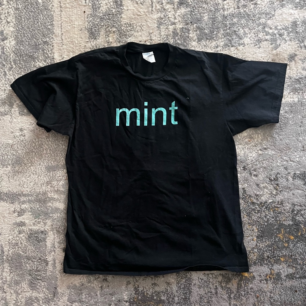 Mint Black Tee with Aqua Logo